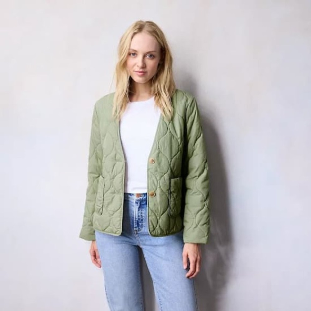 LC Lauren Conrad Green Quilt Jacket